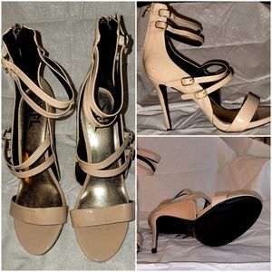High Zip back Nude heels